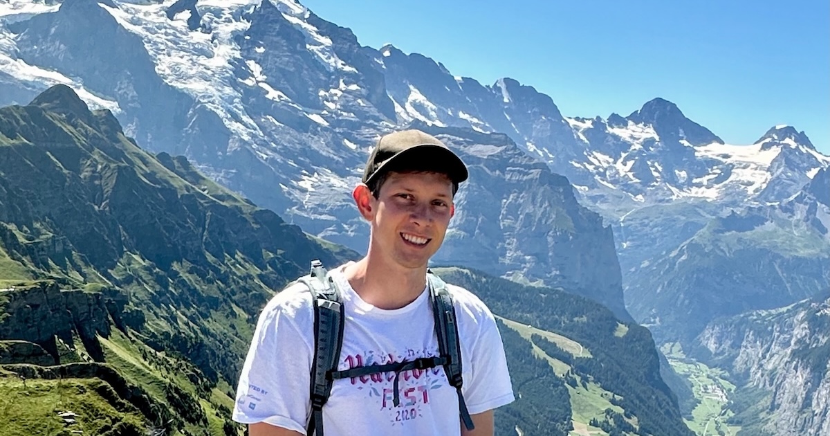 Ignacy Radliński hiking somewhere in Switzerland